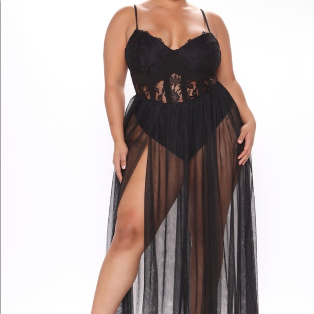 Fashionova black mesh/lace dress perfect for a night out or date night.